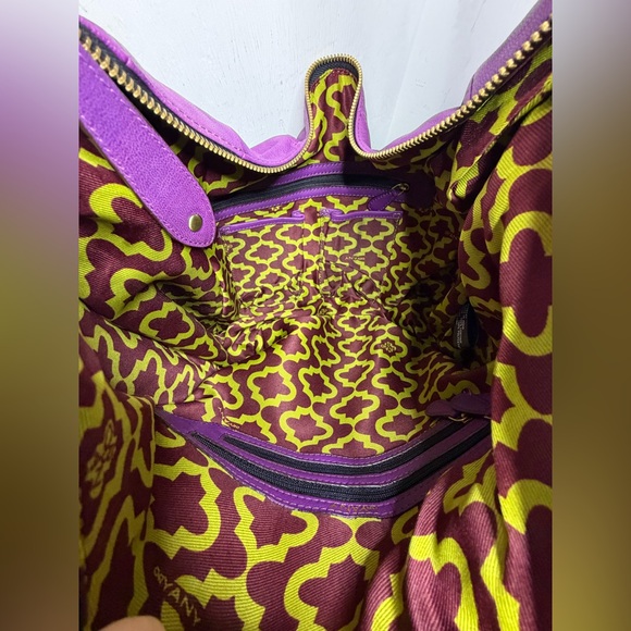 NWT orYANY Angie Lamb Leather Fringe Hobo - Purple - Picture 7 of 7